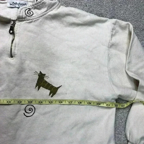 Expressions By Leslie Sweatshirt Small 1/4 Zip Cats and Dogs Print - Picture 2 of 8